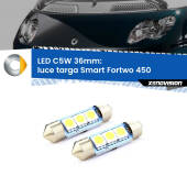 0 Luce Targa LED c5w 36mm Smart Fortwo 450 2004 - 2007 (Coppia) C5W C10W Led Canbus 36mm a 3 Ultra Led Xenovision - Bianco Lunare 6000k (Coppia)