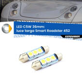 0 Luce Targa LED c5w 36mm Smart Roadster 452 2003 - 2005 (Coppia) C5W C10W Led Canbus 36mm a 3 Ultra Led Xenovision - Bianco Lunare 6000k (Coppia)