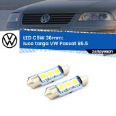 0 Luce Targa LED c5w 36mm VW Passat B5.5 2000 - 2005 (Coppia) C5W C10W Led Canbus 36mm a 3 Ultra Led Xenovision - Bianco Lunare 6000k (Coppia)