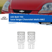 0 Luce Targa LED Chevrolet Matiz Mk2 2005 - 2011: T10 Bolt T10: LED Bolt 6000k (Coppia)