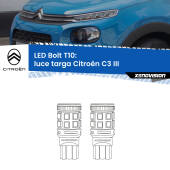 0 Luce Targa LED Citroën C3 III 2016 in poi: T10 Bolt T10: LED Bolt 6000k (Coppia)