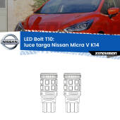 0 Luce Targa LED Nissan Micra V K14 2016 in poi: T10 Bolt T10: LED Bolt 6000k (Coppia)