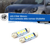 0 Luci Cortesia LED c5w 36mm Alfa romeo Giulietta  Posteriori (Coppia) C5W C10W Led Canbus 36mm a 3 Ultra Led Xenovision - Bianco Lunare 6000k (Coppia)