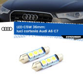 0 Luci Cortesia LED c5w 36mm Audi A6 C7 2010 - 2018 (Coppia) C5W C10W Led Canbus 36mm a 3 Ultra Led Xenovision - Bianco Lunare 6000k (Coppia)