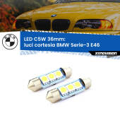 0 Luci Cortesia LED c5w 36mm BMW Serie-3 E46 anteriori (Coppia) C5W C10W Led Canbus 36mm a 3 Ultra Led Xenovision - Bianco Lunare 6000k (Coppia)