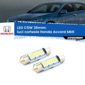 0 Luci Cortesia LED c5w 36mm Honda Accord Mk6 1997 - 2002 (Coppia) C5W C10W Led Canbus 36mm a 3 Ultra Led Xenovision - Bianco Lunare 6000k (Coppia)