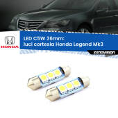 0 Luci Cortesia LED c5w 36mm Honda Legend Mk3 1996 - 2004 (Coppia) C5W C10W Led Canbus 36mm a 3 Ultra Led Xenovision - Bianco Lunare 6000k (Coppia)