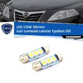 0 Luci Cortesia LED c5w 36mm Lancia Ypsilon II 312 2011 in poi (Coppia) C5W C10W Led Canbus 36mm a 3 Ultra Led Xenovision - Bianco Lunare 6000k (Coppia)