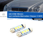 0 Luci Cortesia LED c5w 36mm Mercedes Classe-E W211 2002 - 2009 (Coppia) C5W C10W Led Canbus 36mm a 3 Ultra Led Xenovision - Bianco Lunare 6000k (Coppia)