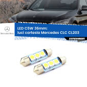 0 Luci Cortesia LED c5w 36mm Mercedes CLC CL203 anteriori (Coppia) C5W C10W Led Canbus 36mm a 3 Ultra Led Xenovision - Bianco Lunare 6000k (Coppia)