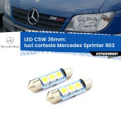 0 Luci Cortesia LED c5w 36mm Mercedes Sprinter 903 1995 - 2006 (Coppia) C5W C10W Led Canbus 36mm a 3 Ultra Led Xenovision - Bianco Lunare 6000k (Coppia)
