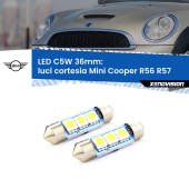 0 Luci Cortesia LED c5w 36mm Mini Cooper R56 R57 2006 - 2013 (Coppia) C5W C10W Led Canbus 36mm a 3 Ultra Led Xenovision - Bianco Lunare 6000k (Coppia)