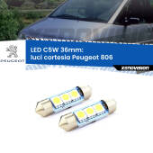 0 Luci Cortesia LED c5w 36mm Peugeot 806 posteriori (Coppia) C5W C10W Led Canbus 36mm a 3 Ultra Led Xenovision - Bianco Lunare 6000k (Coppia)
