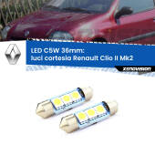 0 Luci Cortesia LED c5w 36mm Renault Clio II Mk2 1998 - 2004 (Coppia) C5W C10W Led Canbus 36mm a 3 Ultra Led Xenovision - Bianco Lunare 6000k (Coppia)
