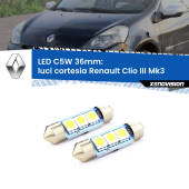 0 Luci Cortesia LED c5w 36mm Renault Clio III  2005 - 2011 (Coppia) C5W C10W Led Canbus 36mm a 3 Ultra Led Xenovision - Bianco Lunare 6000k (Coppia)