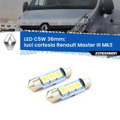 0 Luci Cortesia LED c5w 36mm Renault Master III Mk3 anteriori (Coppia) C5W C10W Led Canbus 36mm a 3 Ultra Led Xenovision - Bianco Lunare 6000k (Coppia)