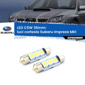 0 Luci Cortesia LED c5w 36mm Subaru Impreza Mk1 1992 - 2000 (Coppia) C5W C10W Led Canbus 36mm a 3 Ultra Led Xenovision - Bianco Lunare 6000k (Coppia)