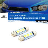 0 Luci Cortesia LED c5w 41mm Chevrolet Aveo II T300 2011 - 2021 (Coppia) C5W C10W Led Canbus 41mm a 3 Ultra Led Xenovision - Bianco Lunare 6000k (Coppia)