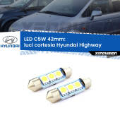 0 Luci Cortesia LED c5w 41mm Hyundai Highway posteriori (Coppia) C5W C10W Led Canbus 41mm a 3 Ultra Led Xenovision - Bianco Lunare 6000k (Coppia)