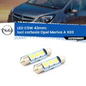 0 Luci Cortesia LED c5w 41mm Opel Meriva A X03 2003 - 2010 (Coppia) C5W C10W Led Canbus 41mm a 3 Ultra Led Xenovision - Bianco Lunare 6000k (Coppia)