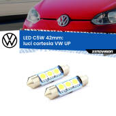 0 Luci Cortesia LED c5w 41mm VW UP  senza tettuccio (Coppia) C5W C10W Led Canbus 41mm a 3 Ultra Led Xenovision - Bianco Lunare 6000k (Coppia)