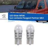0 Luci Cortesia LED Peugeot Partner Mk2 2008 - 2016: W5W Glow a Luce Calda W5W: LED Glow Bianco Caldo (Coppia)