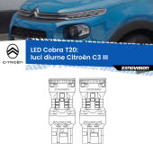 0 Luci diurne LED Citroën C3 III 2016 in poi: T20 Cobra T20: LED Cobra 6000k (Coppia)