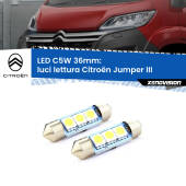 0 Luci Lettura LED c5w 36mm Citroën Jumper III in poi (Coppia) C5W C10W Led Canbus 36mm a 3 Ultra Led Xenovision - Bianco Lunare 6000k (Coppia)