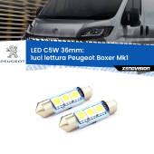 0 Luci Lettura LED c5w 36mm Peugeot Boxer Mk1 1994 - 2002 (Coppia) C5W C10W Led Canbus 36mm a 3 Ultra Led Xenovision - Bianco Lunare 6000k (Coppia)