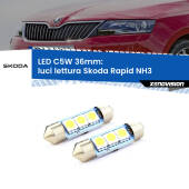 0 Luci Lettura LED c5w 36mm Skoda Rapid NH3 posteriori (Coppia) C5W C10W Led Canbus 36mm a 3 Ultra Led Xenovision - Bianco Lunare 6000k (Coppia)