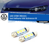 0 Luci Lettura LED c5w 36mm VW Scirocco III posteriori (Coppia) C5W C10W Led Canbus 36mm a 3 Ultra Led Xenovision - Bianco Lunare 6000k (Coppia)