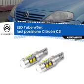0 Luci posizione LED W5W Citroën C3  2002-2009 W5W Tube W5W: Lampadine LED Tube 6000k (Coppia)