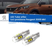 0 Luci posizione LED W5W Peugeot 3008 Mk1 2008-2012 W5W Tube W5W: Lampadine LED Tube 6000k (Coppia)