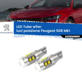 0 Luci posizione LED W5W Peugeot 508 Mk1 2010-2014 W5W Tube W5W: Lampadine LED Tube 6000k (Coppia)