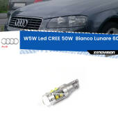 0 Torpedo W5W: LED per Luci Vano Portaoggetti A3 (8P) 2003 -2012 W5W Led CREE 50W - Top Quality - 600Lm - Bianco Lunare 6000k