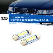 0 Luci Vano Portaoggetti LED c5w 36mm Audi A4 B5 1994 - 2001 (Coppia) C5W C10W Led Canbus 36mm a 3 Ultra Led Xenovision - Bianco Lunare 6000k (Coppia)
