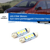0 Luci Vano Portaoggetti LED c5w 36mm Chevrolet Tacuma U100 2005 - 2008 (Coppia) C5W C10W Led Canbus 36mm a 3 Ultra Led Xenovision - Bianco Lunare 6000k (Coppia)