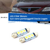 0 Luci Vano Portaoggetti LED c5w 36mm Dacia Logan 2004 - 2011 (Coppia) C5W C10W Led Canbus 36mm a 3 Ultra Led Xenovision - Bianco Lunare 6000k (Coppia)