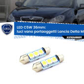 0 Luci Vano Portaoggetti LED c5w 36mm Lancia Delta MkIII 844 2008 - 2014 (Coppia) C5W C10W Led Canbus 36mm a 3 Ultra Led Xenovision - Bianco Lunare 6000k (Coppia)