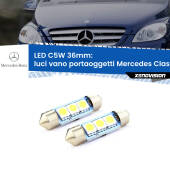 0 Luci Vano Portaoggetti LED c5w 36mm Mercedes Classe-B W245 2005 - 2011 (Coppia) C5W C10W Led Canbus 36mm a 3 Ultra Led Xenovision - Bianco Lunare 6000k (Coppia)