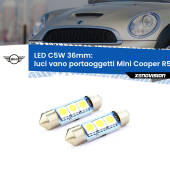 0 Luci Vano Portaoggetti LED c5w 36mm Mini Cooper R56 R57 2006 - 2013 (Coppia) C5W C10W Led Canbus 36mm a 3 Ultra Led Xenovision - Bianco Lunare 6000k (Coppia)