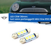 0 Luci Vano Portaoggetti LED c5w 36mm Mini One R50 R52 R53 2001 - 2006 (Coppia) C5W C10W Led Canbus 36mm a 3 Ultra Led Xenovision - Bianco Lunare 6000k (Coppia)