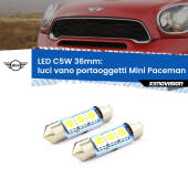 0 Luci Vano Portaoggetti LED c5w 36mm Mini Paceman R61 2012 - 2016 (Coppia) C5W C10W Led Canbus 36mm a 3 Ultra Led Xenovision - Bianco Lunare 6000k (Coppia)
