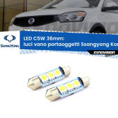 0 Luci Vano Portaoggetti LED c5w 36mm Ssangyong Korando Mk3 2010 - 2019 (Coppia) C5W C10W Led Canbus 36mm a 3 Ultra Led Xenovision - Bianco Lunare 6000k (Coppia)