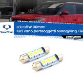 0 Luci Vano Portaoggetti LED c5w 36mm Ssangyong Tivoli  2015 in poi (Coppia) C5W C10W Led Canbus 36mm a 3 Ultra Led Xenovision - Bianco Lunare 6000k (Coppia)