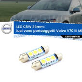 0 Luci Vano Portaoggetti LED c5w 36mm Volvo V70 III Mk3 2008 - 2016 (Coppia) C5W C10W Led Canbus 36mm a 3 Ultra Led Xenovision - Bianco Lunare 6000k (Coppia)
