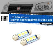 0 Luci Vano Portaoggetti LED c5w 41mm Fiat Doblo 223 2000 - 2010 (Coppia) C5W C10W Led Canbus 41mm a 3 Ultra Led Xenovision - Bianco Lunare 6000k (Coppia)