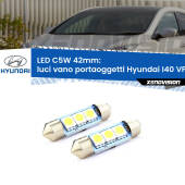 0 Luci Vano Portaoggetti LED c5w 41mm Hyundai I40 VF 2012 in poi (Coppia) C5W C10W Led Canbus 41mm a 3 Ultra Led Xenovision - Bianco Lunare 6000k (Coppia)