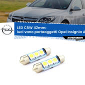 0 Luci Vano Portaoggetti LED c5w 41mm Opel Insignia A II G09 2014 - 2017 (Coppia) C5W C10W Led Canbus 41mm a 3 Ultra Led Xenovision - Bianco Lunare 6000k (Coppia)