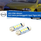 0 Luci Vano Portaoggetti LED c5w 41mm Opel Tigra S93 1994 - 2000 (Coppia) C5W C10W Led Canbus 41mm a 3 Ultra Led Xenovision - Bianco Lunare 6000k (Coppia)